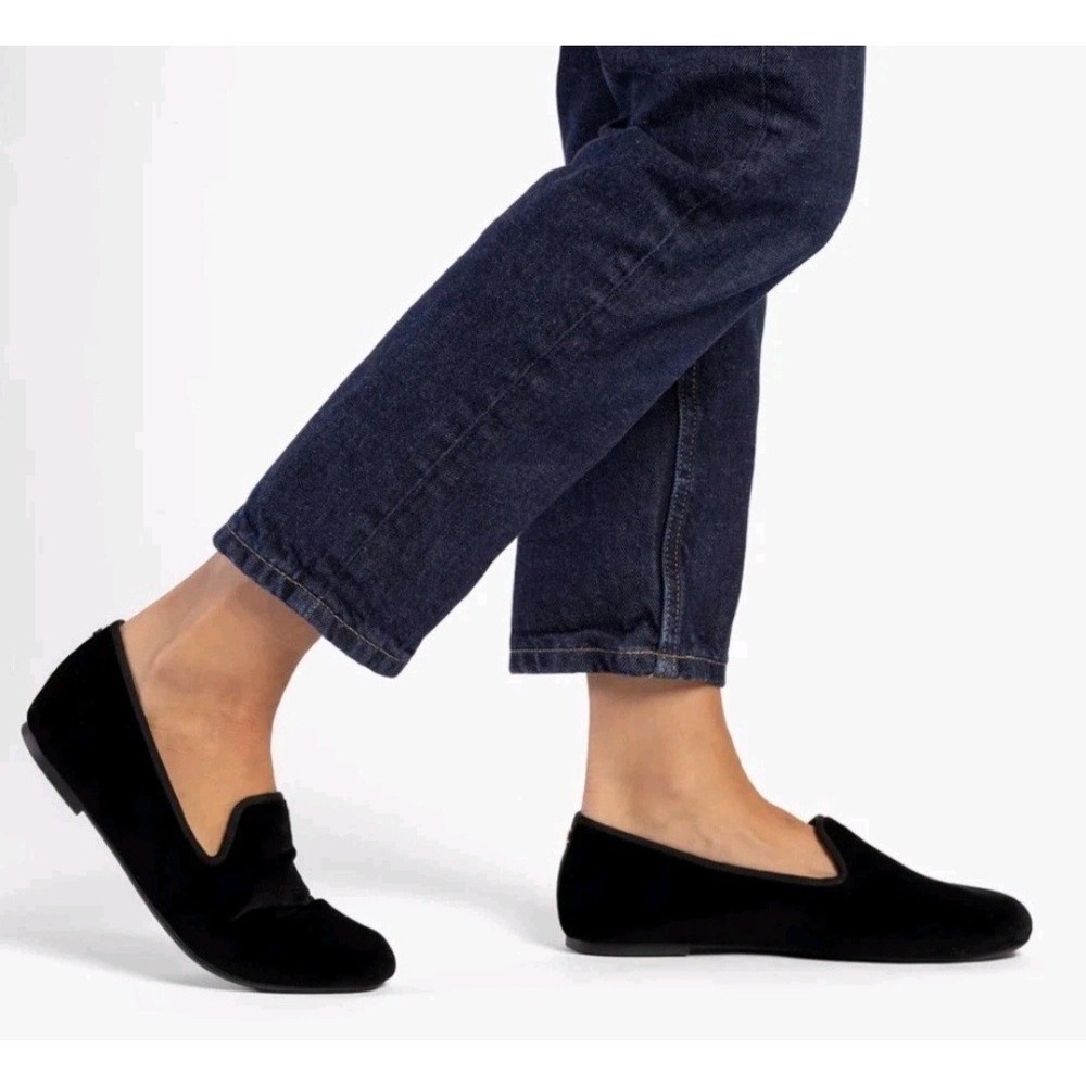 Birdies The Starling Black Velvet Loafers Smoking Slippers Womens 8.5 Flat Shoes